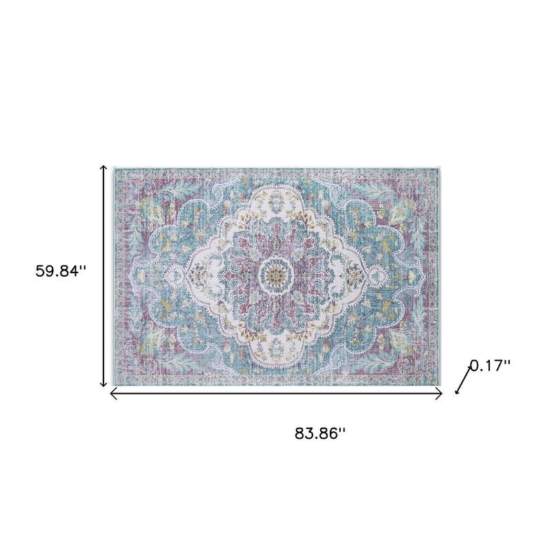 HomeRoots Medallion Traditional Rectangle Area Rug