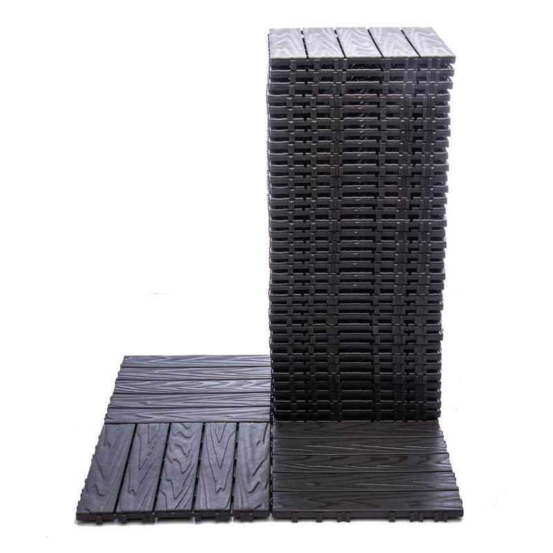 76-Pack Interlocking Deck Tiles, 11.42"x11.42", 68.8 Sq.Ft, Wood Grain Plastic Flooring for Outdoor