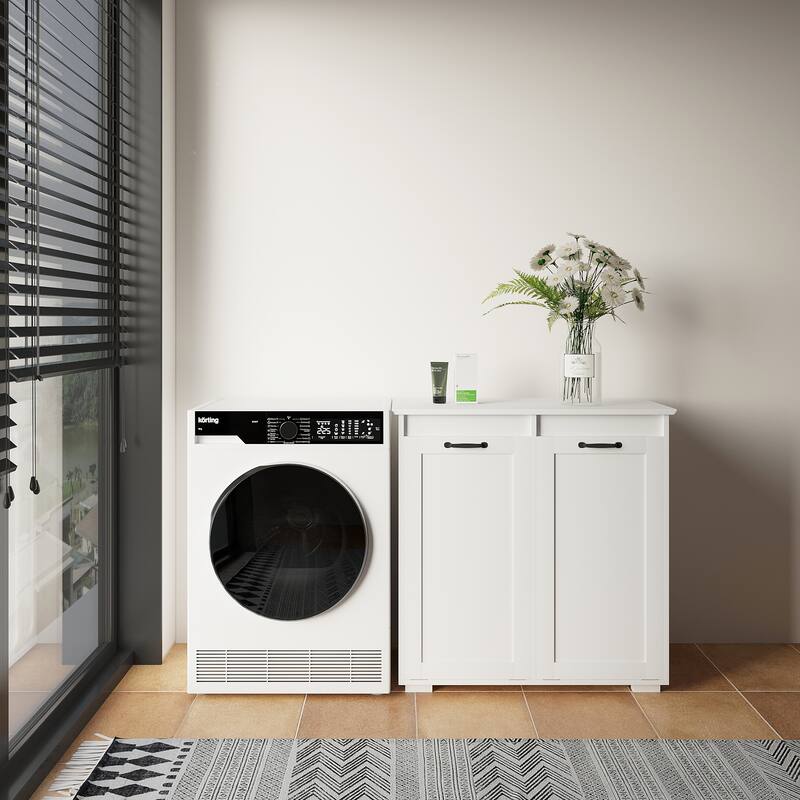 GDF Studio - Tata Modern Laundry Cabinet with Storage Doors - White - 2 Tilt-out doors
