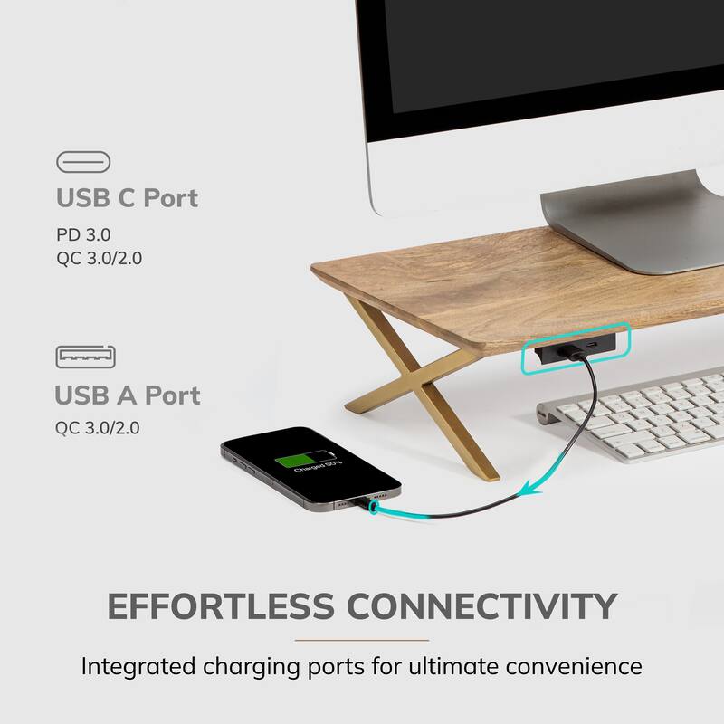 Jani Wood Monitor Stand Riser Desk - Ergonomic Design Stand, Desktop Organizer Table for Home, Office Workspace, Gaming Desk