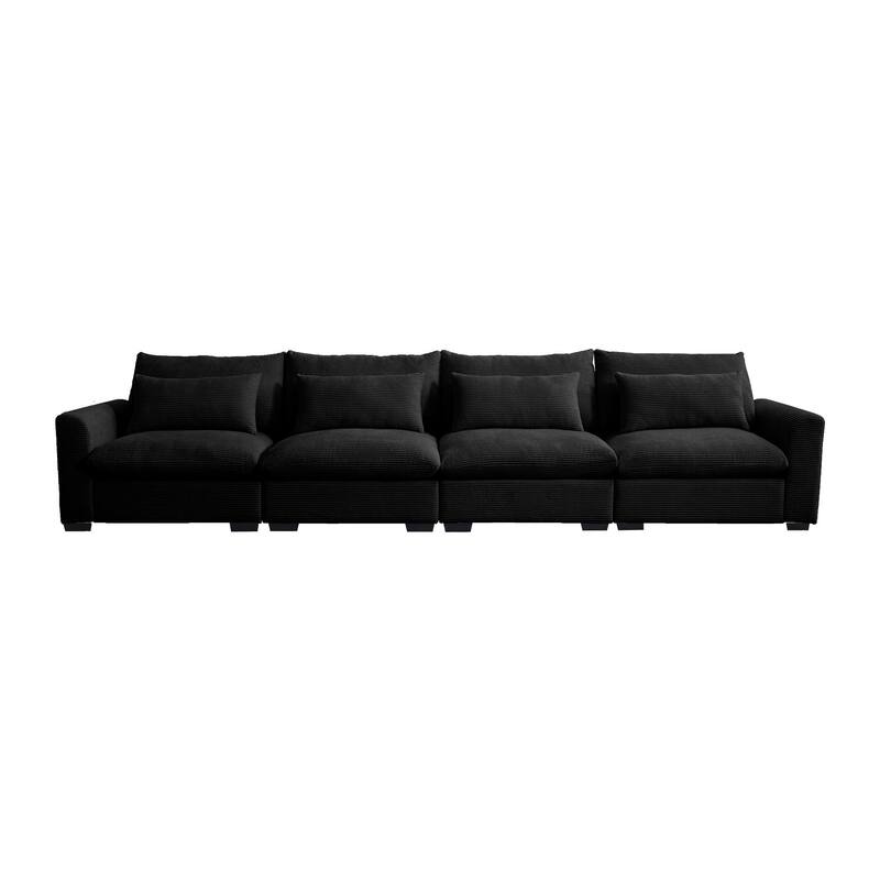 GDFStudio - Finnegan 4‑Seater Corduroy Sofa with 4 Waist Pillows