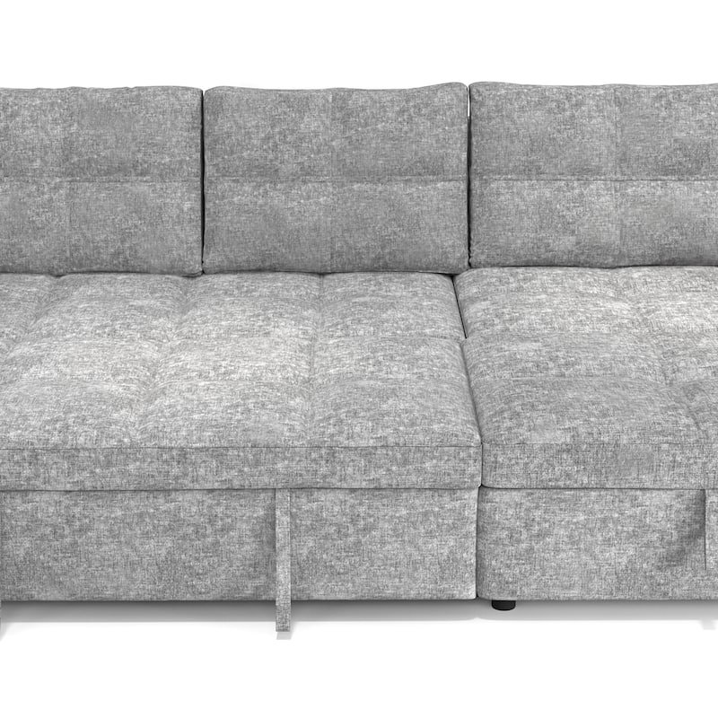 Modern Contemporary Convertible Chaise Storage Sleeper Sectional