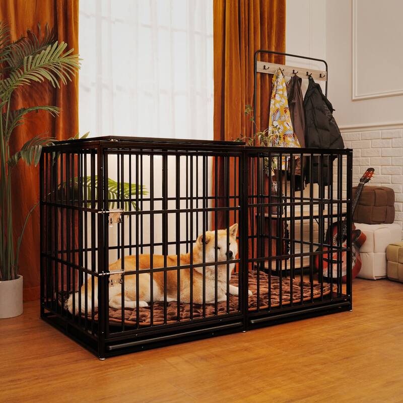 61" Extra Large Heavy Duty Dog Crate Dog Cage Strong Metal Dog Kennels and Pens Crates for Large Dogs