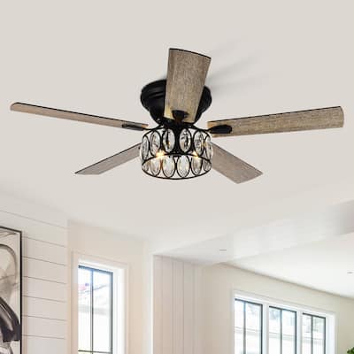 52" Flush Mount 5-Blade Ceiling Fan with Light Kit and Remote