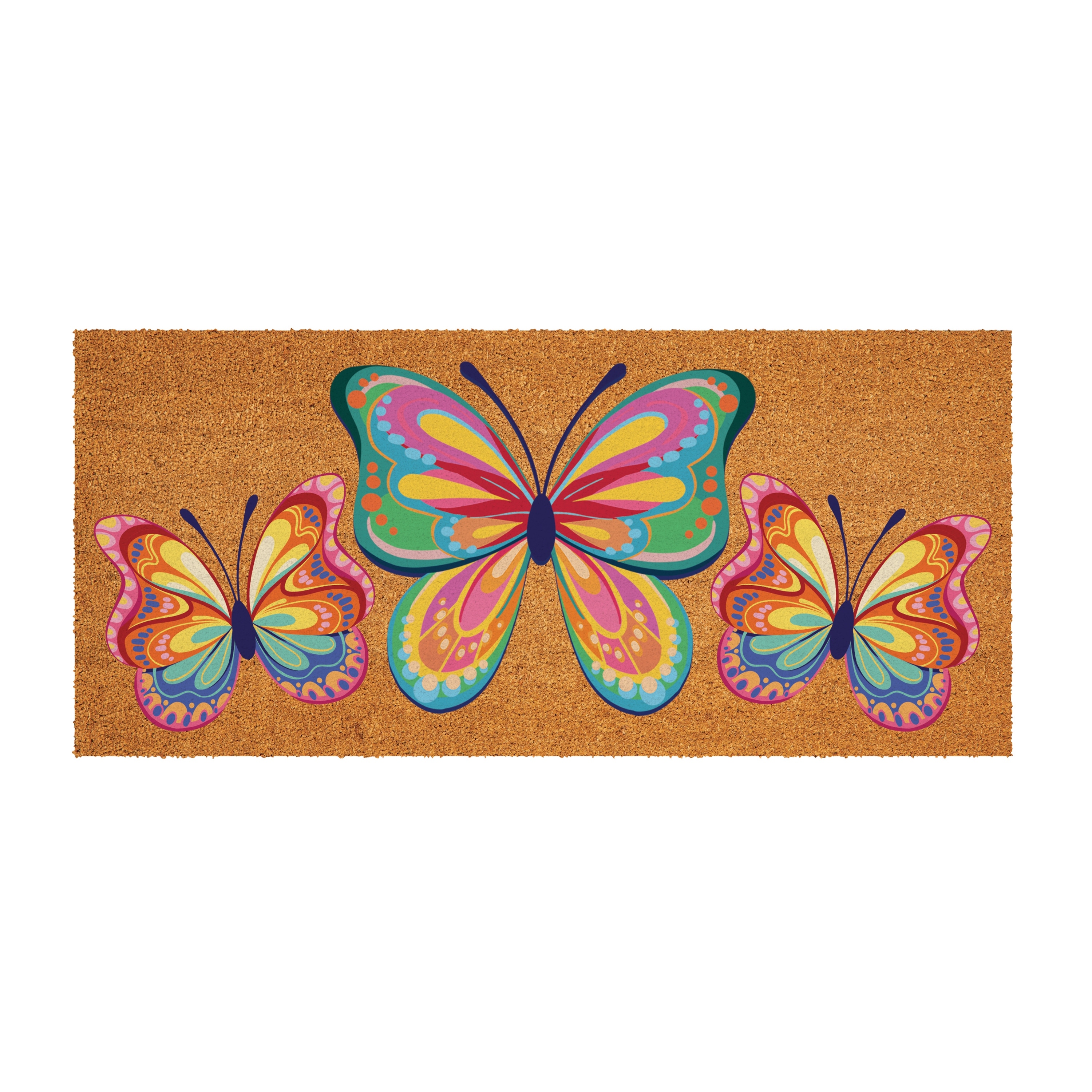 Bows & Butterfly Flocked Coir Sassafras Switch Mat 22"x10" - 22" x 10"