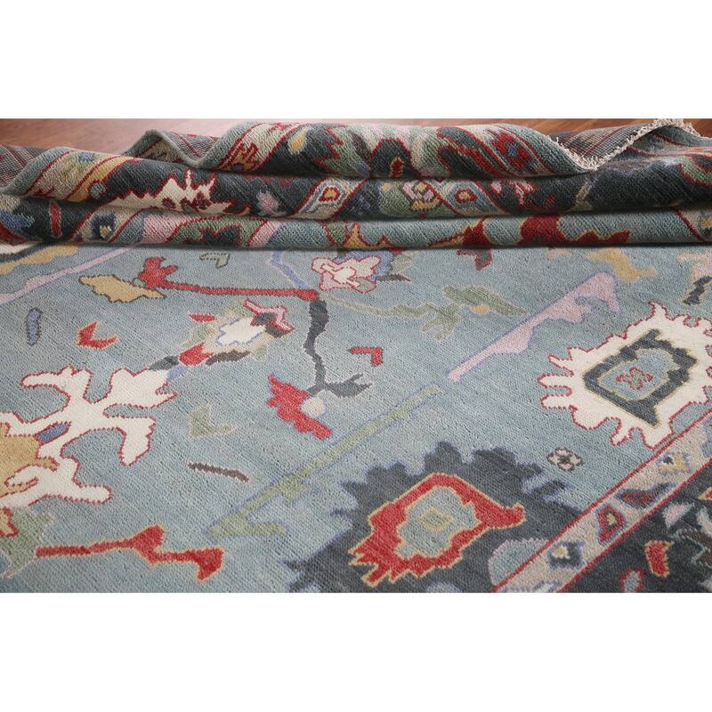 Blue Oushak Oriental Area Rug Handmade Wool Carpet - 8'1"x 9'10"