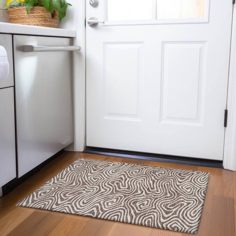 Premium Washable Super Soft Modern Maze Mayfield Rug - Brown - 1'8" x 2'6"