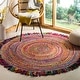 preview thumbnail 3 of 14, SAFAVIEH Handmade Cape Cod Nelie Coastal Jute Fringe Rug 10' Round - Ivory/Red - Round