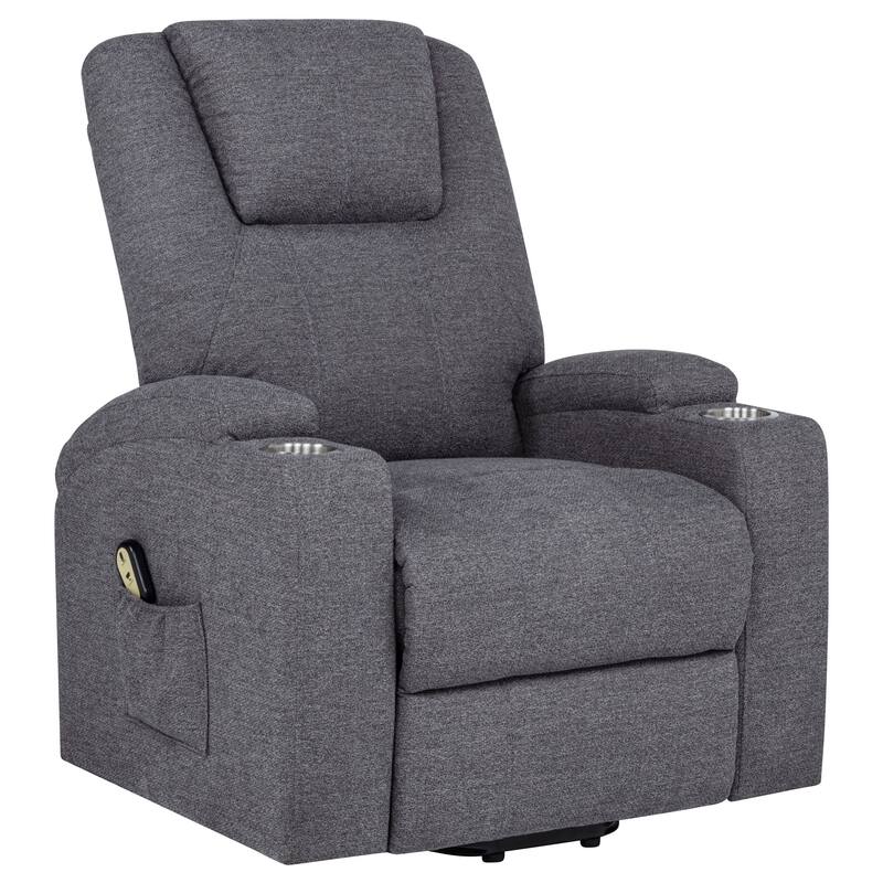 Louie Chenille Upholstered Power Lift Massage Chair - Dark Grey
