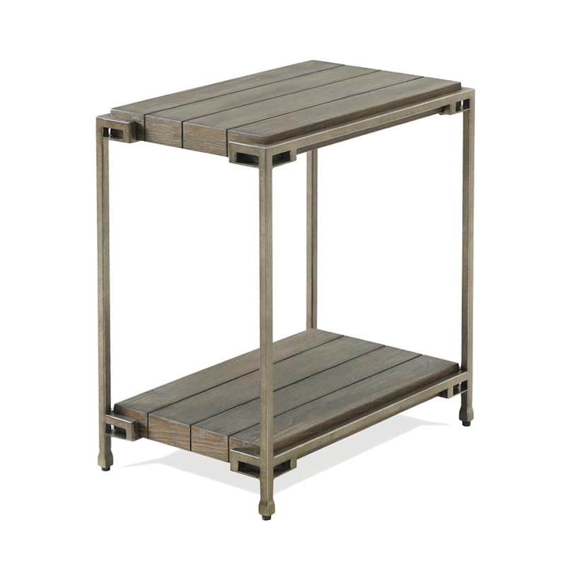 Metal Frame Wood Living Room Chairside Table With Shelf