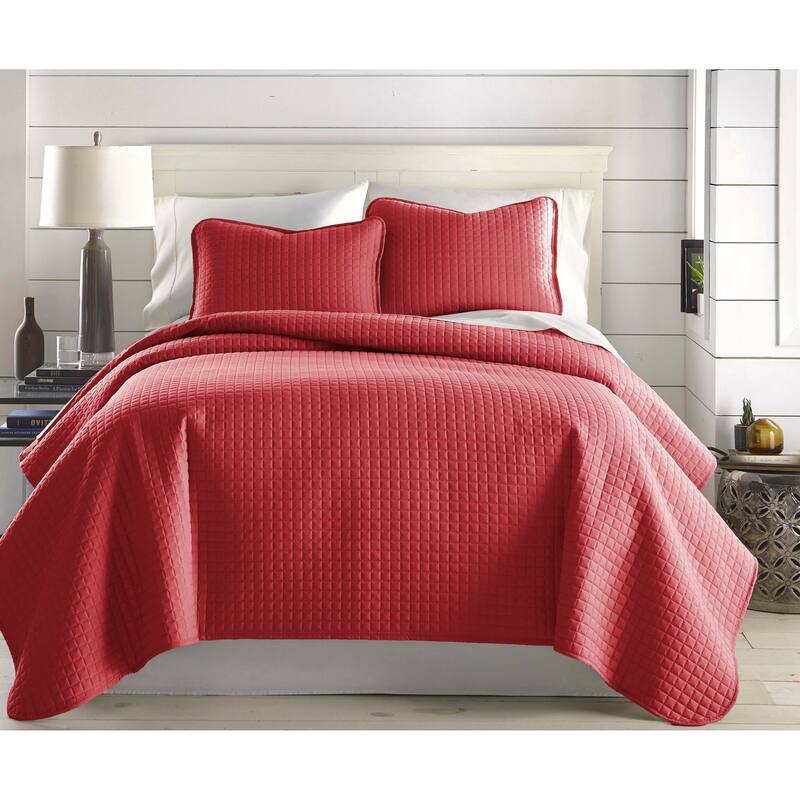 Oversized Solid 3-piece Quilt Set by Southshore Fine Linens - Chili Pepper - King - Cal King