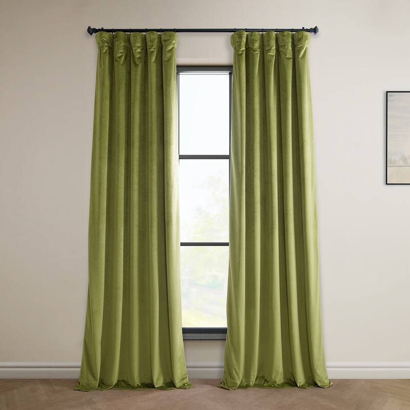 Exclusive Fabrics Heritage Plush Velvet Curtain (1 Panel) - 50 X 96 - Retro Green