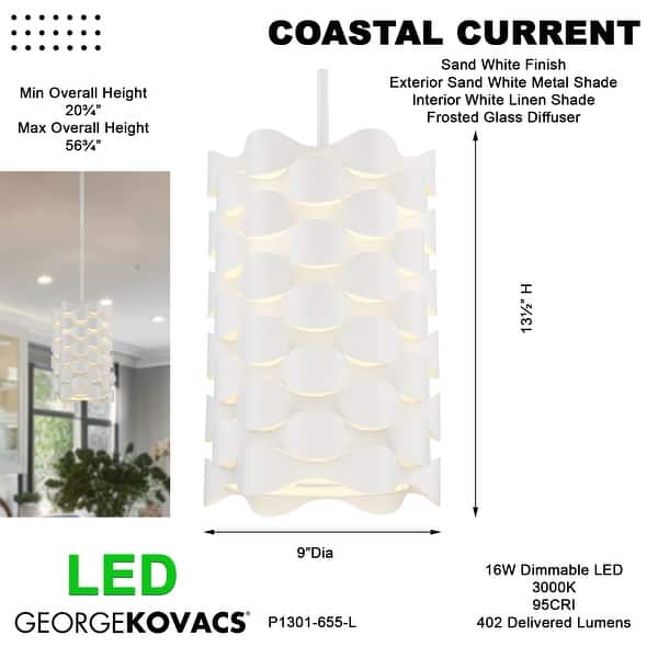 Kovacs Coastal Current Single Light 9" Wide Integrated LED Mini