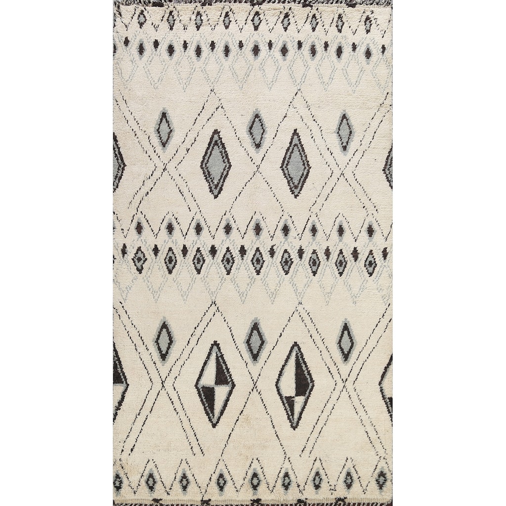 Vegetable Dye Moroccan Berber Oriental Area Rug Wool Handmade Carpet - 6'1" x 9'2"