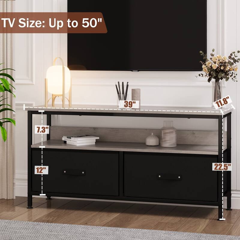 50 Inch TV Stand for Bedroom Small TV Stand Dresser with Drawers and Shelves