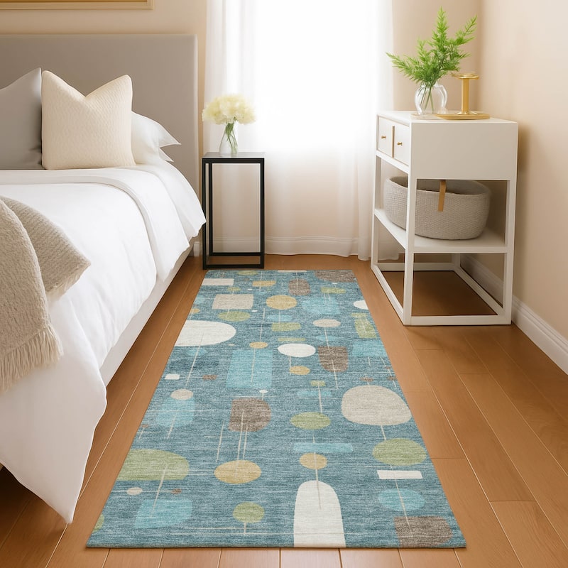 Machine Washable Indoor/ Outdoor Contemporary Fun Chantille Rug