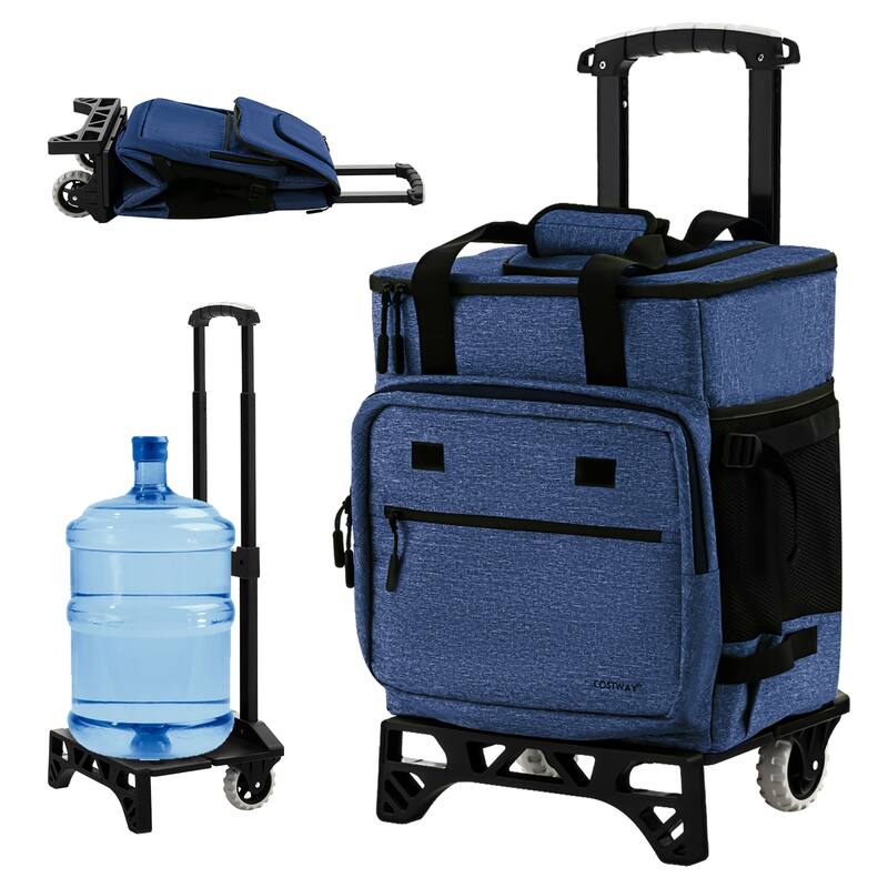 Costway 50-Can 3-in-1 Insulated Rolling Cooler with Adjustable Handle - See Details - Blue