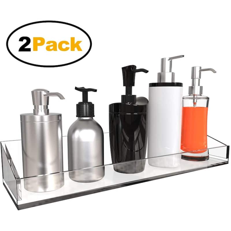 Acrylic Bathroom Floating Display Shelves, Clear Shelf Storage