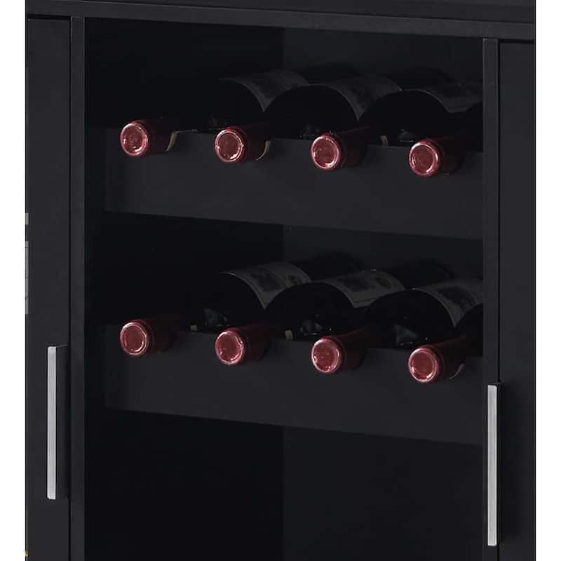 Wine Bar Storage Cabinet, Sideboard Buffet with Wine and Glass Rack (Black)