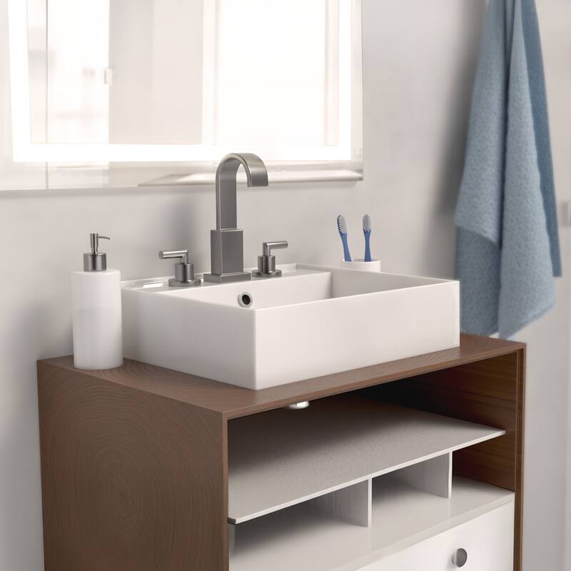 Whitehaus B-AG51-3H 20-1/8" Rectangular Vitreous China Wall Mounted