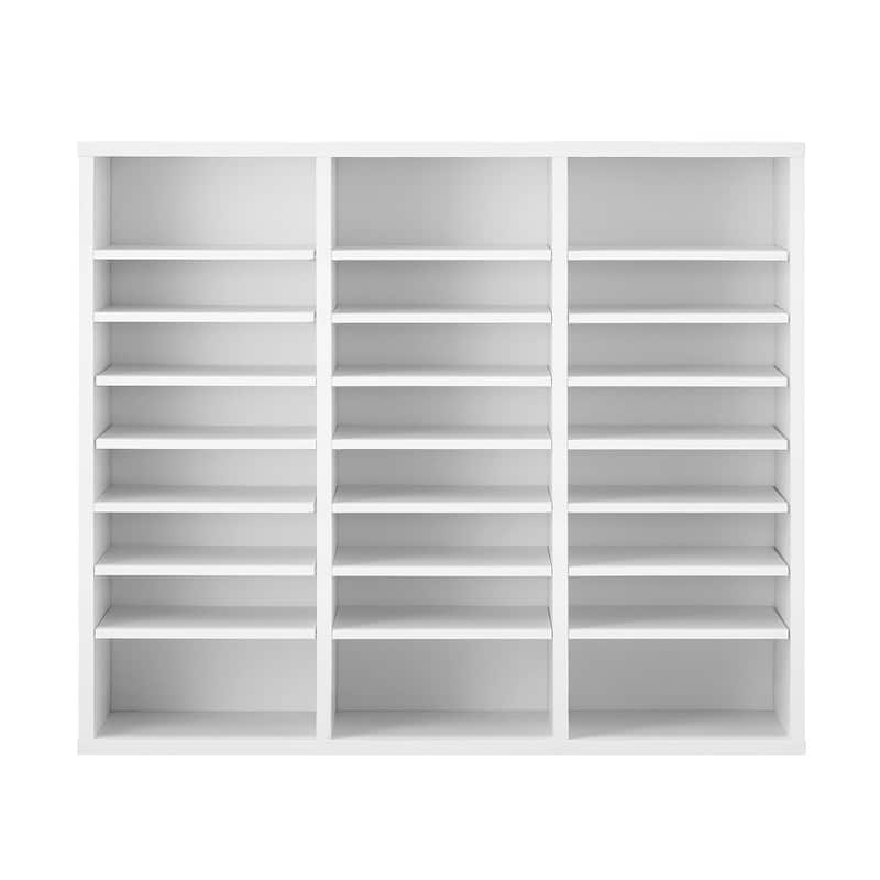 Multi-Purpose Office Literature Organizers with 24 Compartments and Adjustable Shelves Perfect Addition to Any Space - White