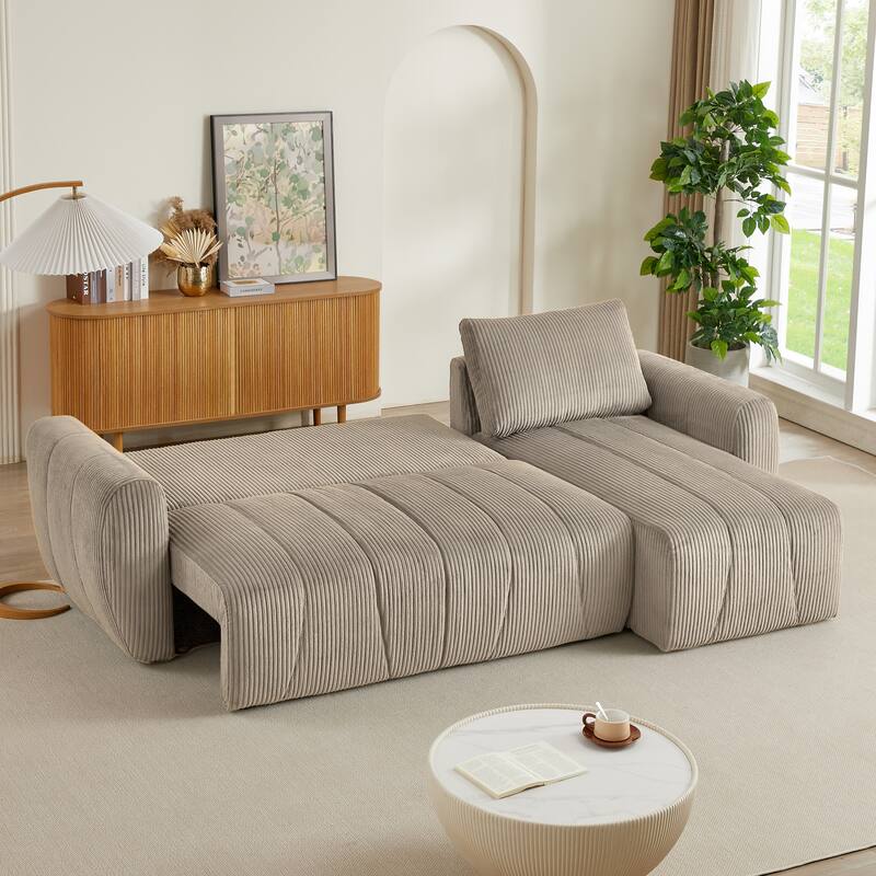 105.2" Corduroy L-Shaped Sectional Sofa with Storage