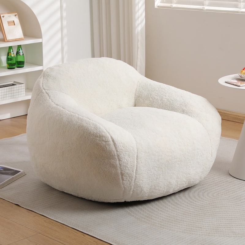 Spacious Comfy Design Bean Bag Couch Chair with Armrest - Off White