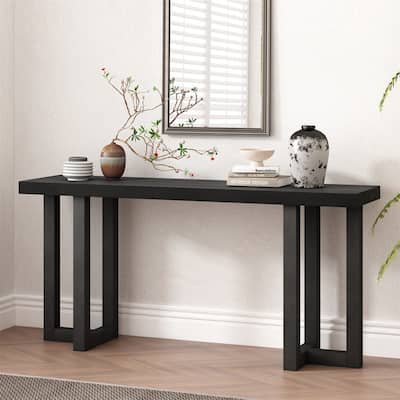 Geometric Design Console Table with Solid Pine Legs, Modern Entryway Table Sofa Table for Entryway, Hallway, Living Room