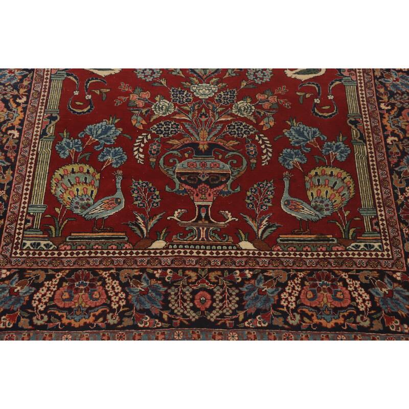 Hand Knotted Oriental 100% Wool Carpet Traditional Medallion Red Kashan Area Rug - 6' 10'' X 4' 6''