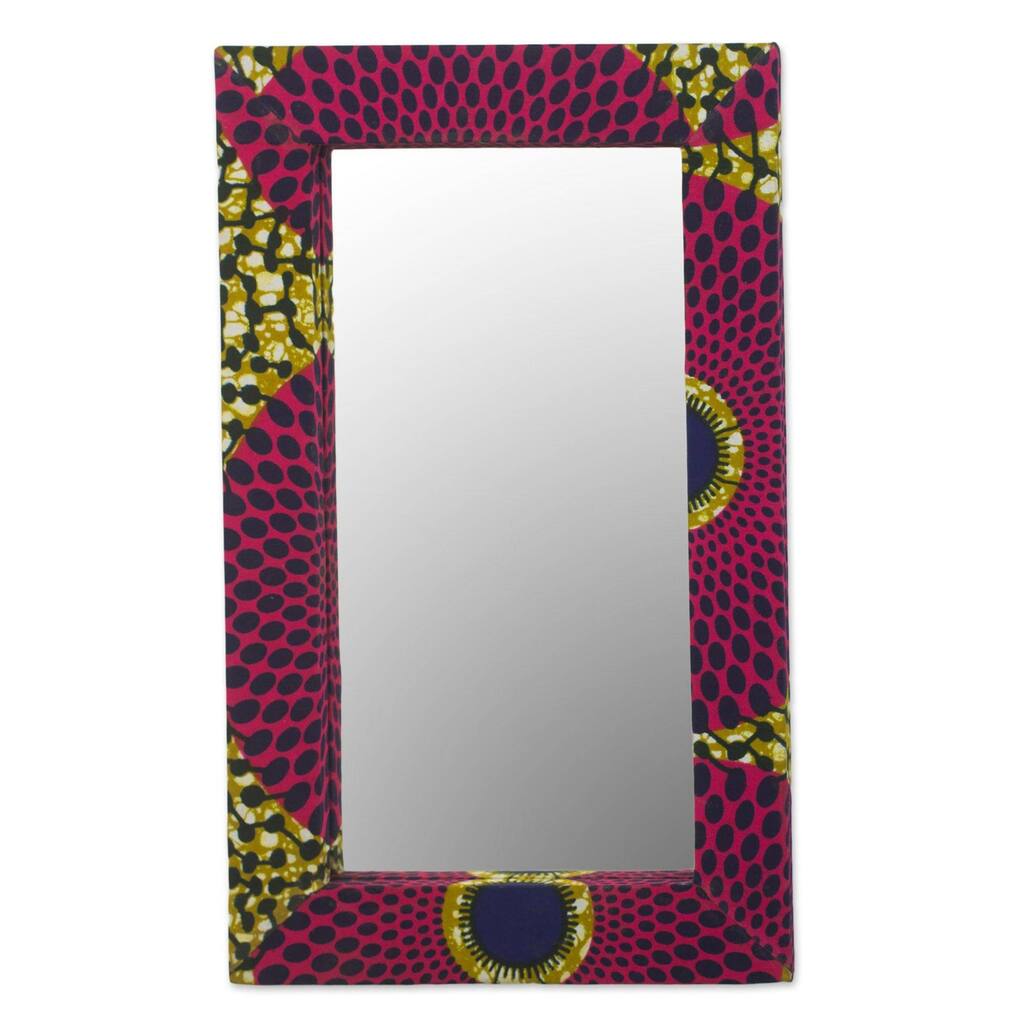 Handmade Cerise Daakye Cotton and wood wall mirror (Ghana)