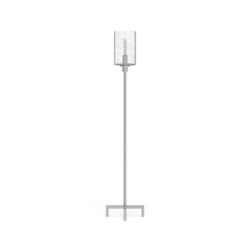 Pantheo Industrial Farmhouse Metal Floor Lamp with Seeded Glass Shade