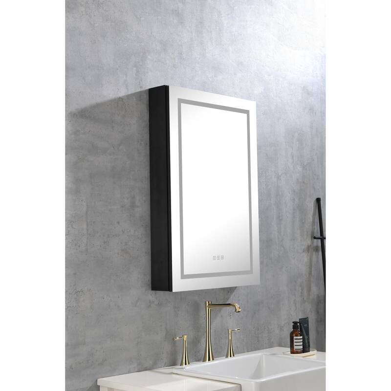 36"x24" LED Lighted Bathroom Medicine Cabinet with Mirror,Adjustable Shelves,Intelligent Switch Cabinet,Aluminum Frame