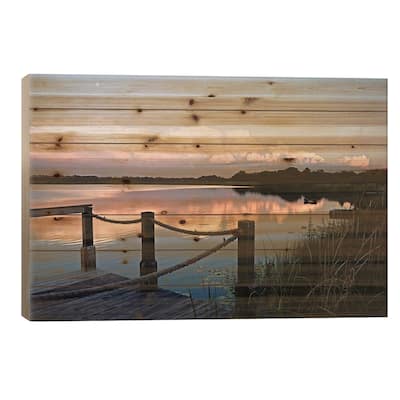 Evening At The Lake I Print On Wood by Bruce Nawrocke - Multi-Color