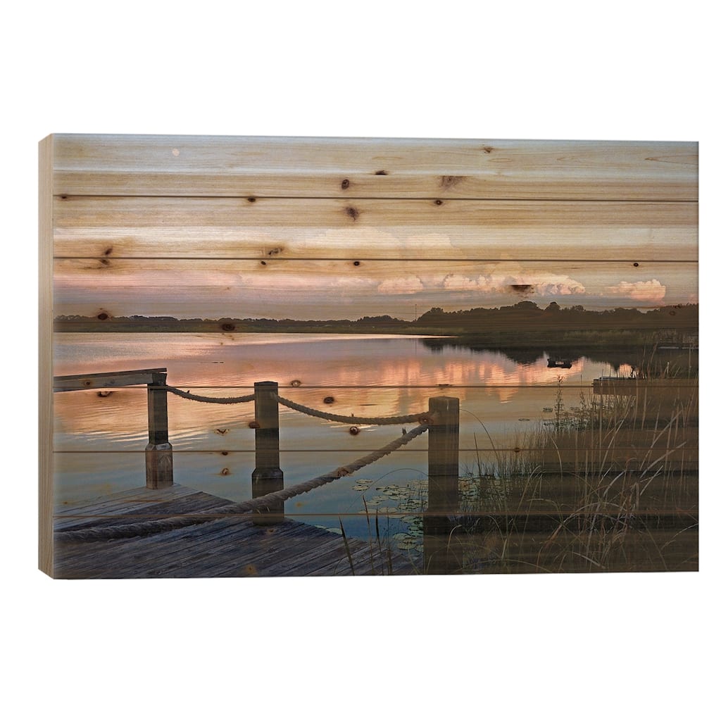 Evening At The Lake I Print On Wood by Bruce Nawrocke - Multi-Color