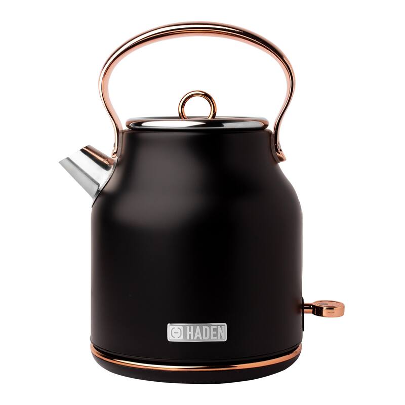Haden Heritage 1.7 Liter Stainless Steel Electric Tea Kettle - Black / Copper