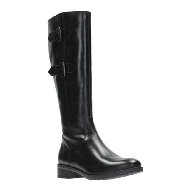 clarks black leather knee high boots