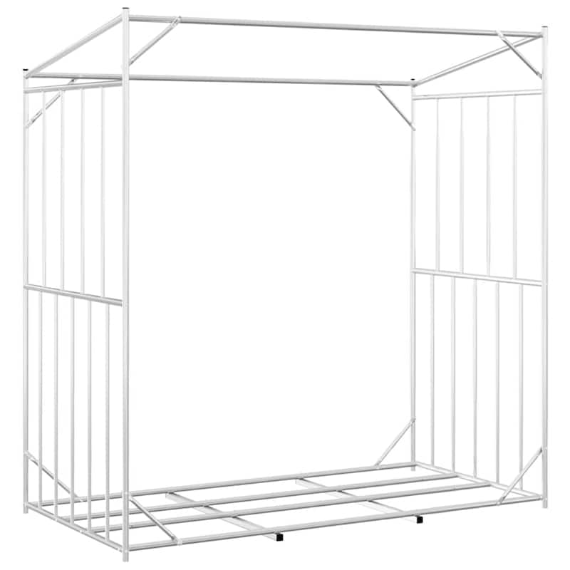 vidaXL vidaxL Firewood Rack with Rain Cover 200x100x200 cm Galvanised Steel - 200 x 100 x 200 cm