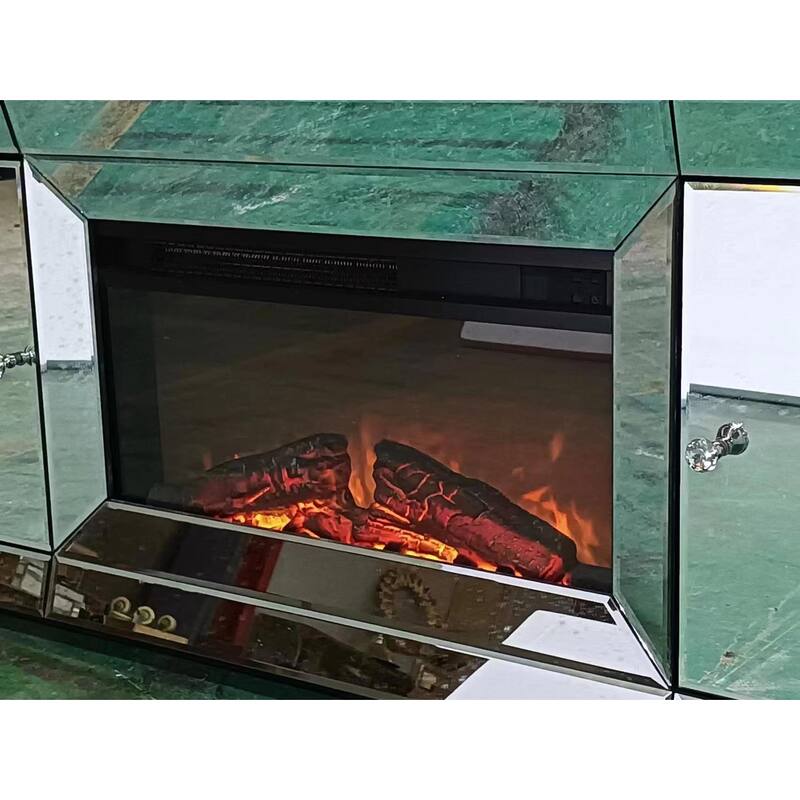 Modern 57" Electric Corner Fireplace with Glossy Silver Finish, Realistic LED Flames, and Energy-Saving Heating - N/A