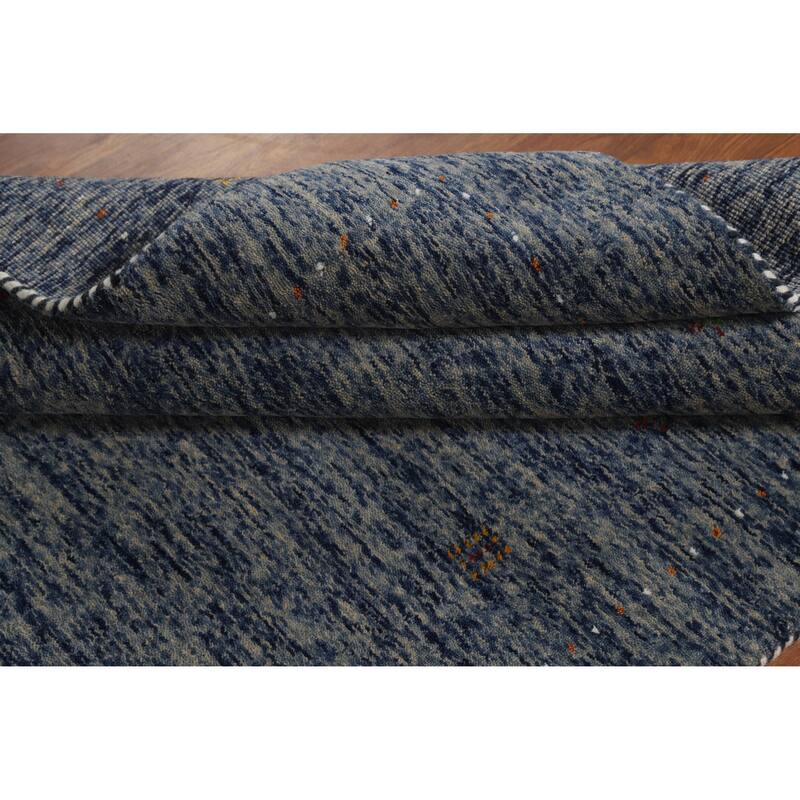 Hand Knotted Oriental 100% Wool Carpet Tribal Stripe Navy Blue & Blues Gabbeh Area Rug - 5' 10'' X 4' 0''
