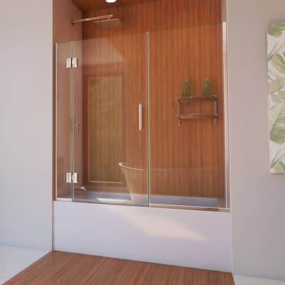 DreamLine Unidoor-X 58-58 1/2 in. W x 58 in. H Frameless Hinged Tub Door - 58" - 58.5" W - 58" - 58.5" W