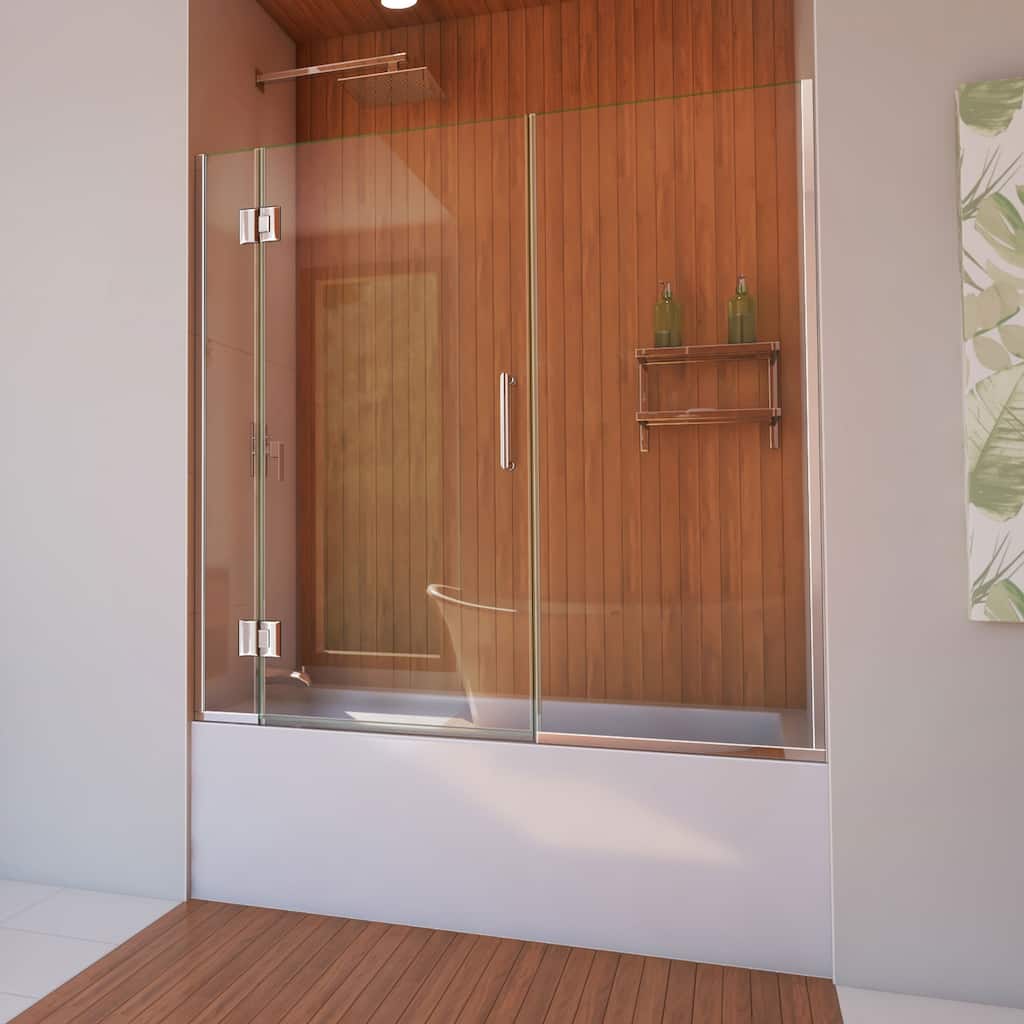 DreamLine Unidoor-X 58-58 1/2 in. W x 58 in. H Frameless Hinged Tub Door - 58" - 58.5" W - 58" - 58.5" W