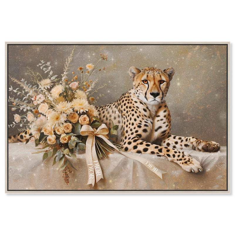 Bouquet Cheetah Canvas by Art Remedy - Silver - 24" x 16"