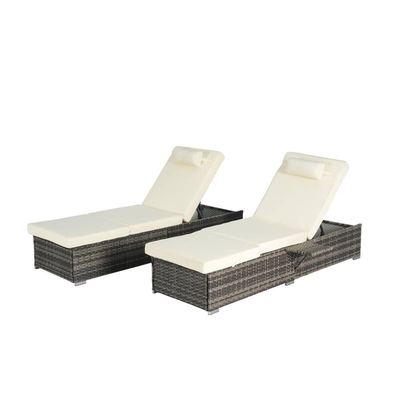 Outdoor 5 Adjustable Chaise Lounge Set with Side Table and Pool Lounge Chairs
