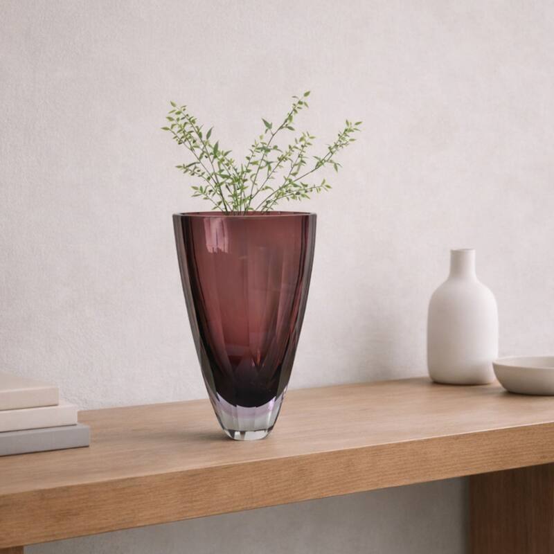 Plum 11" Minimalist Heavy Glass Cylinder Vase for Modern Home Decor