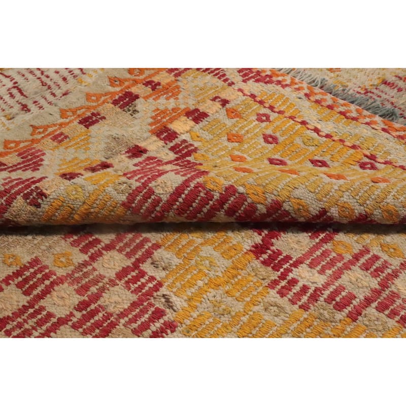 Hand Woven Oriental 100% Wool Carpet Southwestern Tribal Oranges & Rust Kilim Area Rug - 8' 5'' X 6' 2''