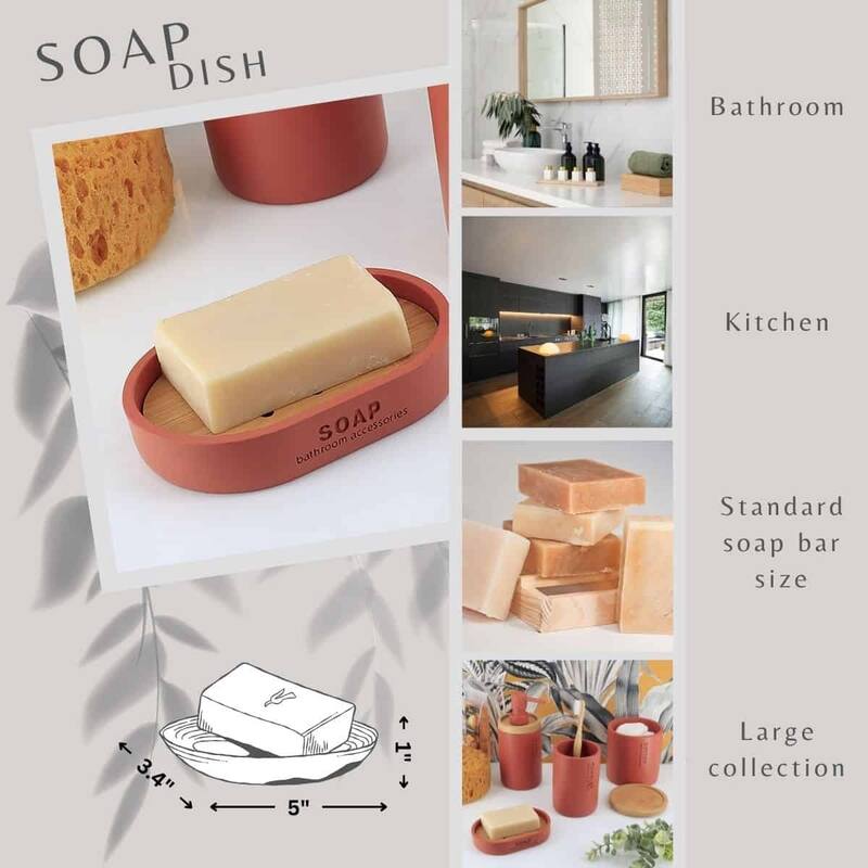 Chic Polyresin Soap Dish with Draining Bamboo Insert - 5 L x 3.4 W x 1 H