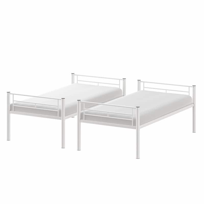 VECELO Twin Over Twin Metal Bunk Bed Frame for Kids Teens, Heavy Duty Noise-Free Platform Bed, Storage Space