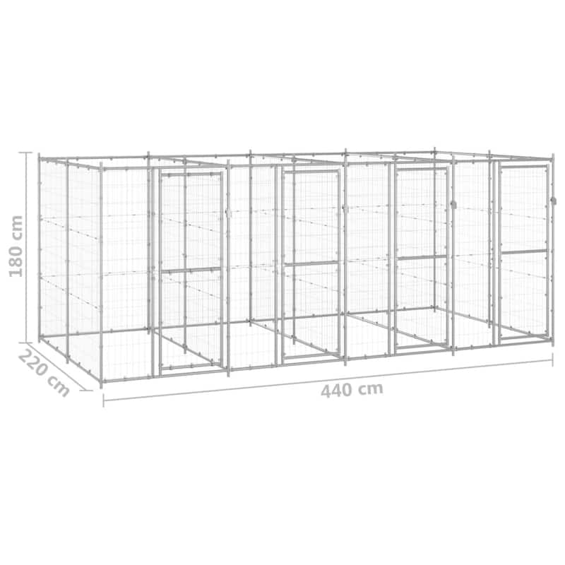 vidaXL Outdoor Dog Pen Pet Crate Kennel Cage Playpen House for Yard Steel