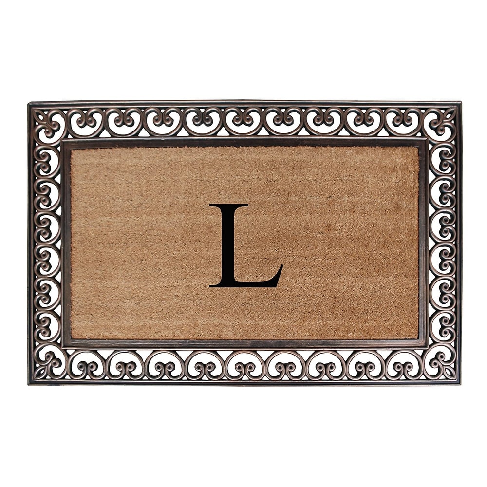 A1 Home Collections Rubber Coir Classic Paisley Border Monogrammed Welcome Entrance Doormat