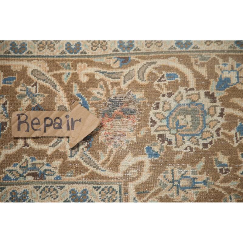 Hand Knotted Oriental 100% Wool Carpet Traditional Floral Pink Mashad Area Rug - 13' 2'' X 9' 9''